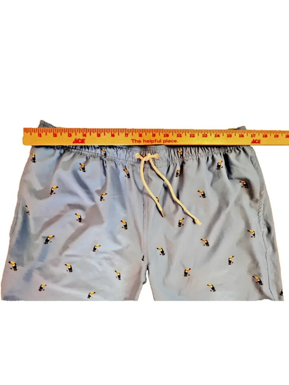 BONOBOS Men’s Size L Toucan Swim Trunks Blue Tropical Pockets Beach Swimwear Man